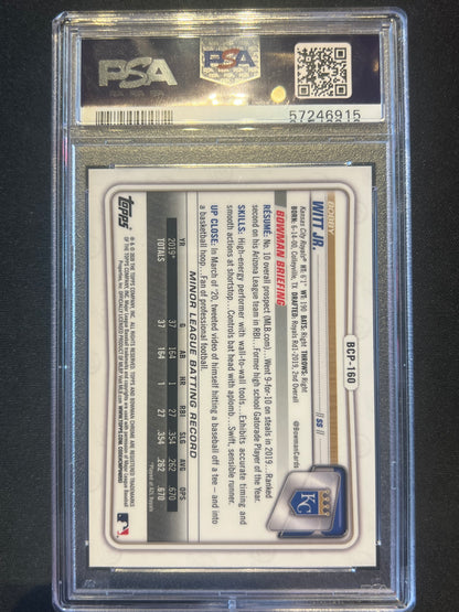 2020 Bowman Chrome Bobby Witt Jr. #BCP-160 Purple Shimmer Refractor /250 PSA 9