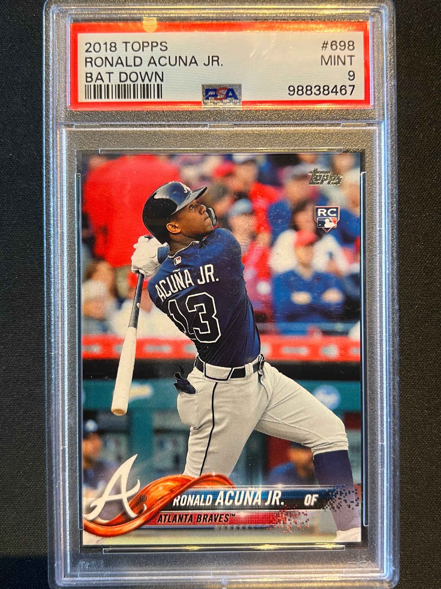 2018 Topps - Late Rookie Variation Ronald Acuña Jr. #698 Bat Down (RC) PSA 9
