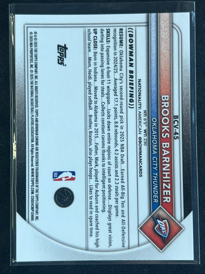 2025-26 Bowman Brooks Barnhizer Chrome RC Rose Gold #/15 Thunder