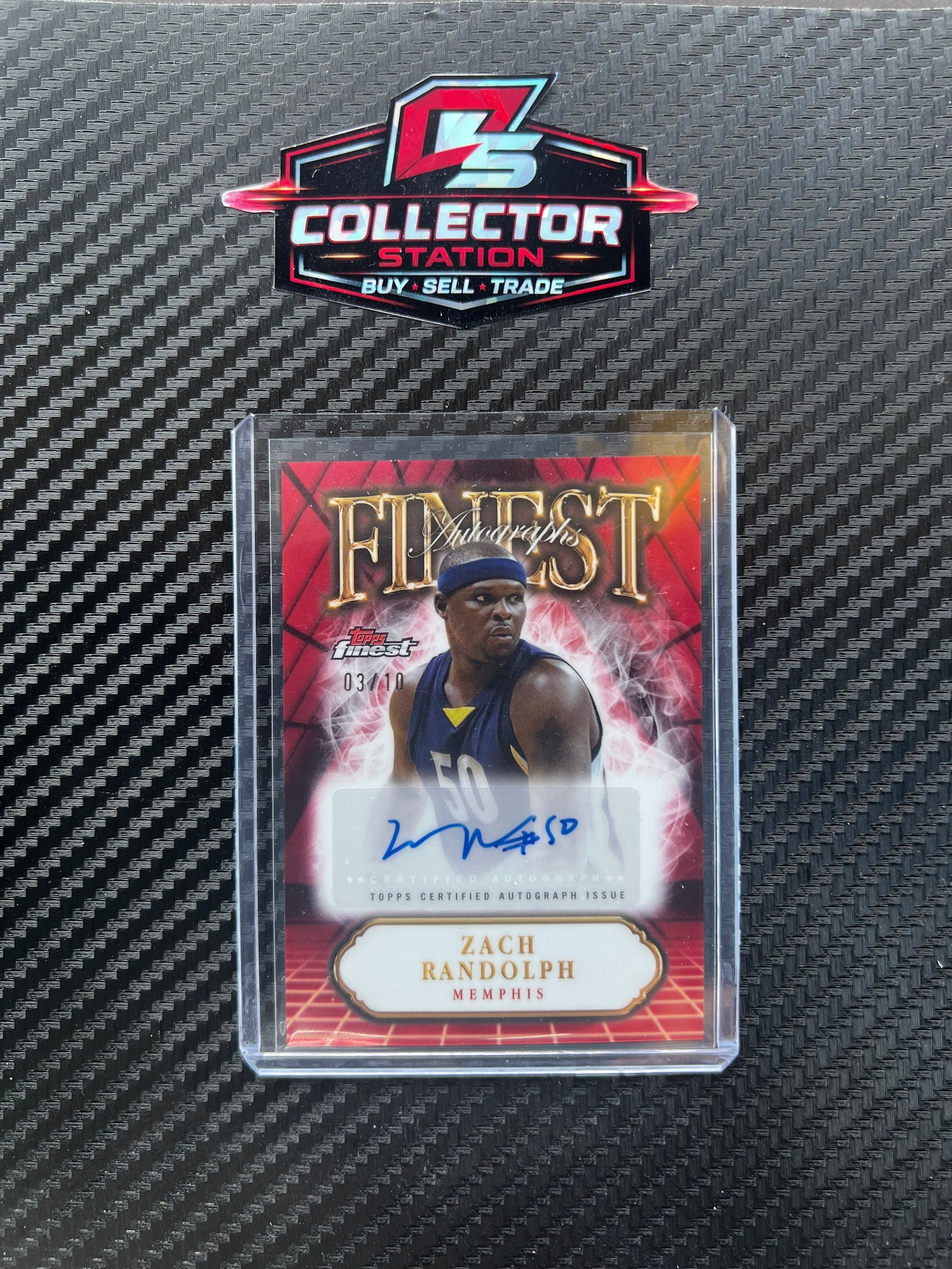 2024-2025 Topps Finest Finest Autographs Zach Randolph #FA-ZR Red And Black Geometric Refractor /10