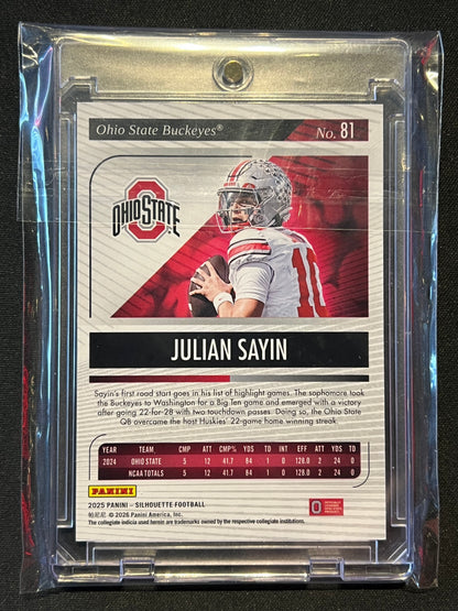 2025 Silhouette Julian Sayin 10/15 Number Match Ohio State #81