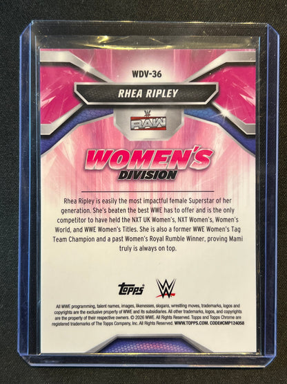 2026 Topps Chrome WWE Rhea Ripley Women’s Division Insert #WDV-36 Gold /50