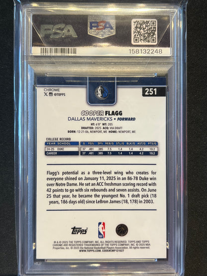 2025-26 Topps Chrome Cooper Flagg #251 RC Rookie PSA 10