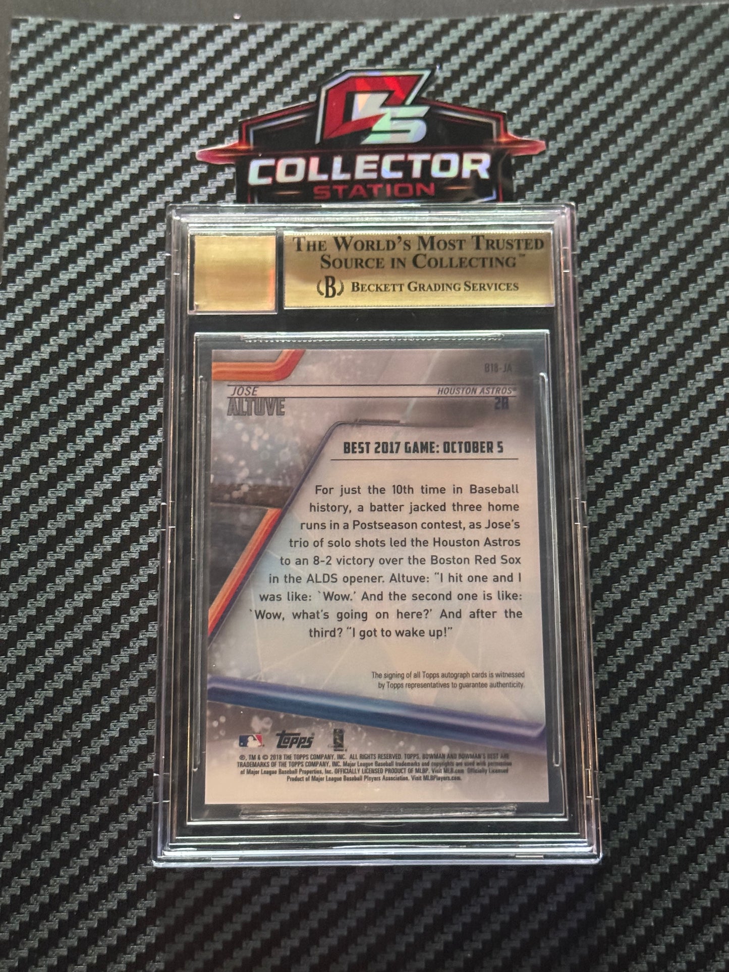 2018 Best Of Bowman Autographs Jose Altuve Green Refractor /99 BGS 9.5 / Auto 10
