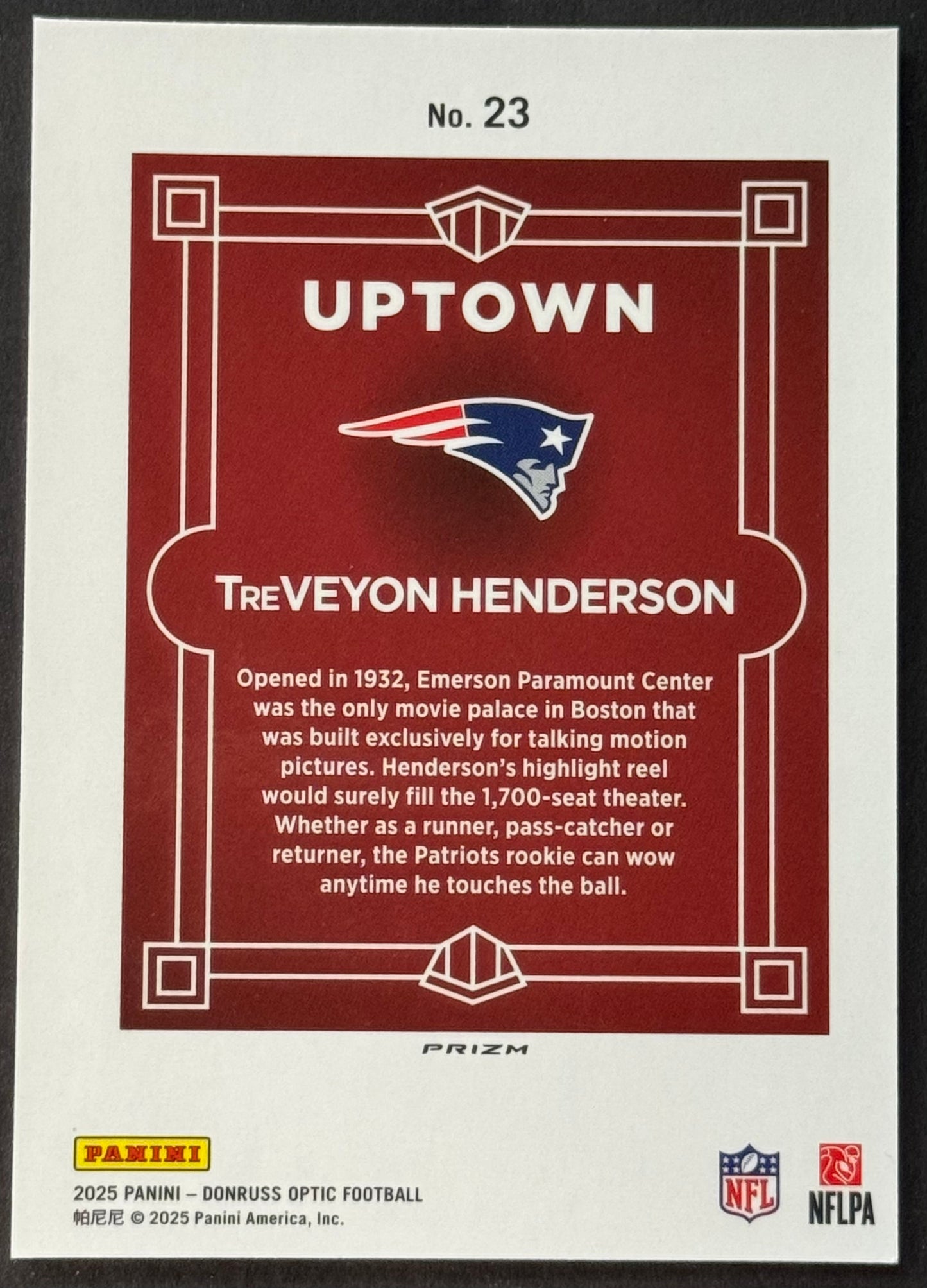 2025 Panini Donruss Optic Uptowns TreVeyon Henderson #23 RC