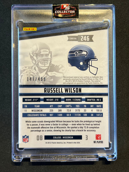2012 Panini Rookie Material Russell Wilson Jersey RC Autographed #/499 #246