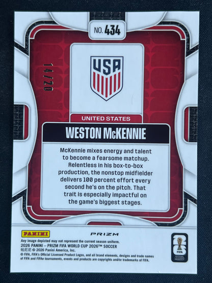 2026 Prizm FIFA World Cup Weston McKennie White Disco 14/20 #434 USA