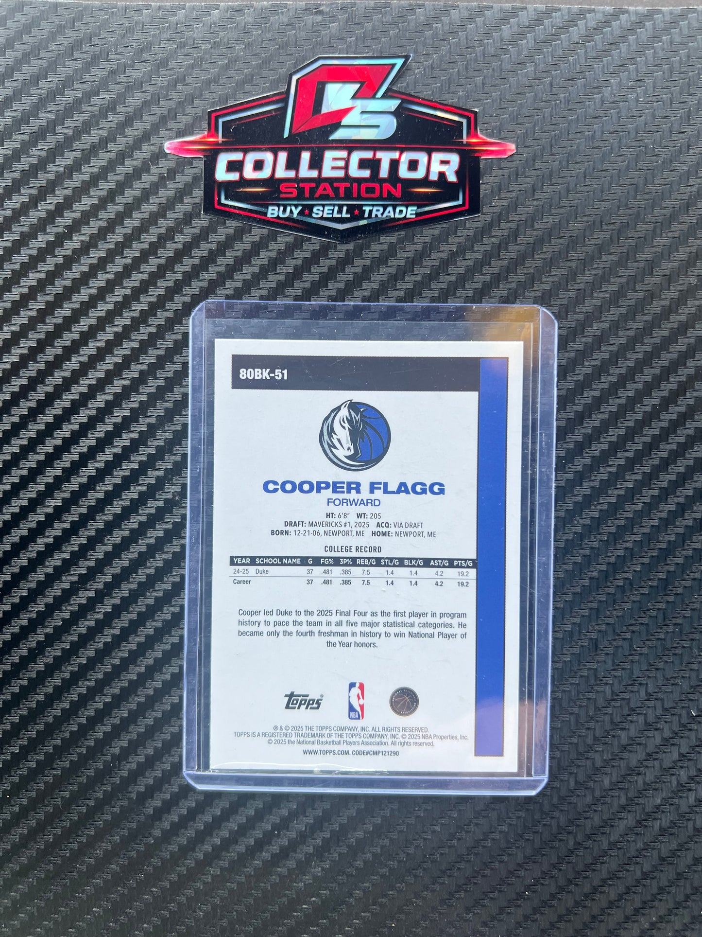 2025-26 Topps Flagship 45th Anniversary Foil Cooper Flagg RC #80BK-51