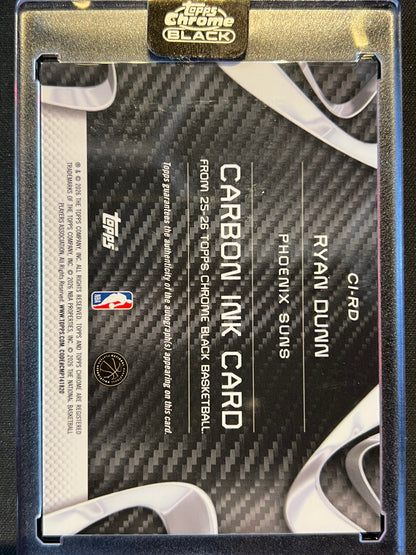 2025-26 Topps Chrome Black Ryan Dunn Carbon Ink Auto Autograph Blue Refractor /150 #CI-RD Suns