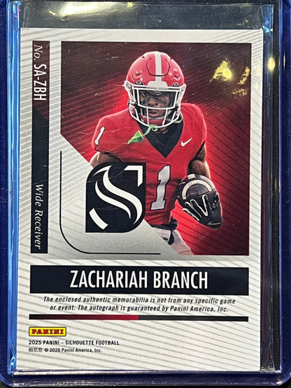 2025 Panini Silhouette Football Zachariah Branch Rookie Patch Auto /75 #SA-ZBH