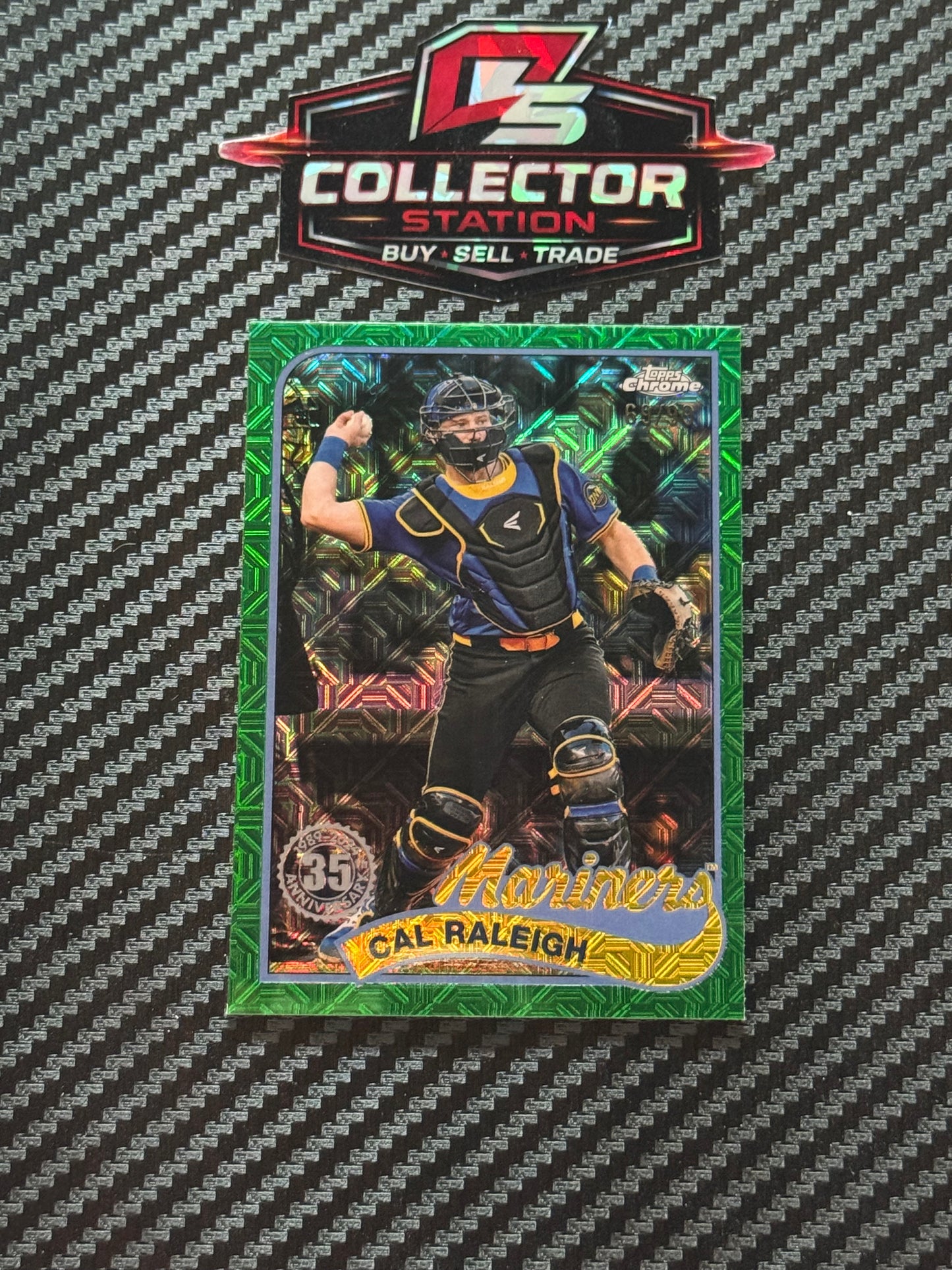 2024 Topps Chrome Cal Raleigh 35th Anniversary Mojo Refractor Green /99 #T89CU-26