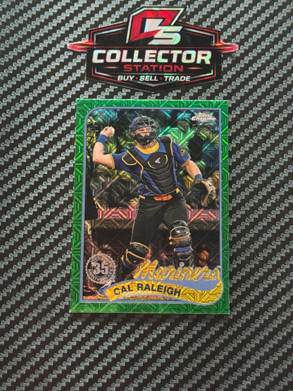 2024 Topps Chrome Cal Raleigh 35th Anniversary Mojo Refractor Green /99 #T89CU-26