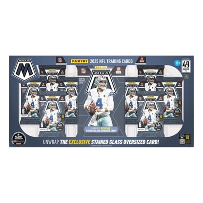 2025 Panini Mosaic Football Trading Card Costco Box, 9 Packs