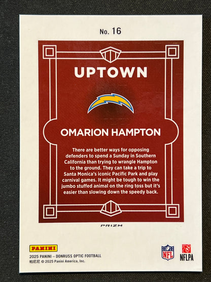 2025 Panini Donruss Optic Omarion Hampton Uptown SSP Case Hit RC #16 Chargers