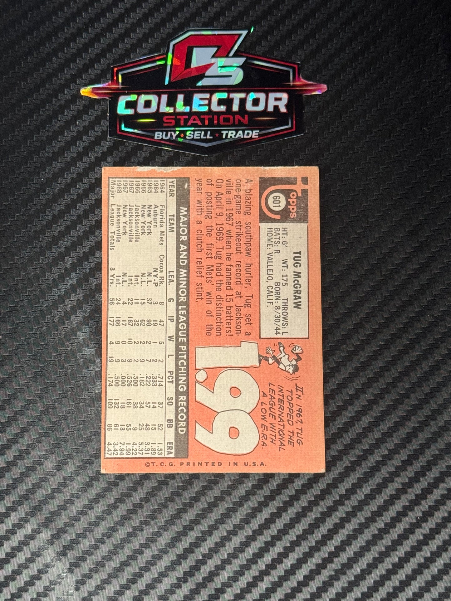 1969 Topps Tug McGraw #601 New York Mets