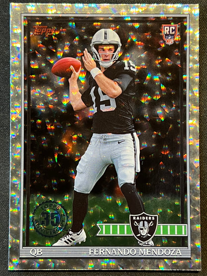 2026 Topps Fernando Mendoza Rookie Cracked Foil 35th Anniversary #91TR-1 Raiders