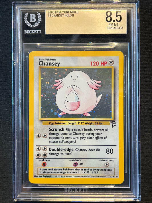 Pokemon Chansey Holo Base Set 2 3/130 BGS 8.5 Beckett