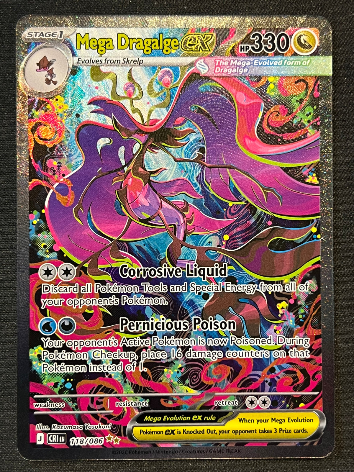 Mega Dragalge ex - 118/086 - ME04: Chaos Rising (CRI) NM Pokemon