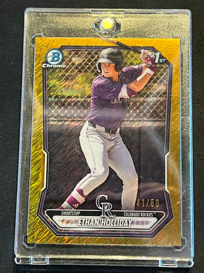 2026 Bowman 1ST Prospect Gold Shimmer Refractor 41/50 Ethan Holliday #BCP-1
