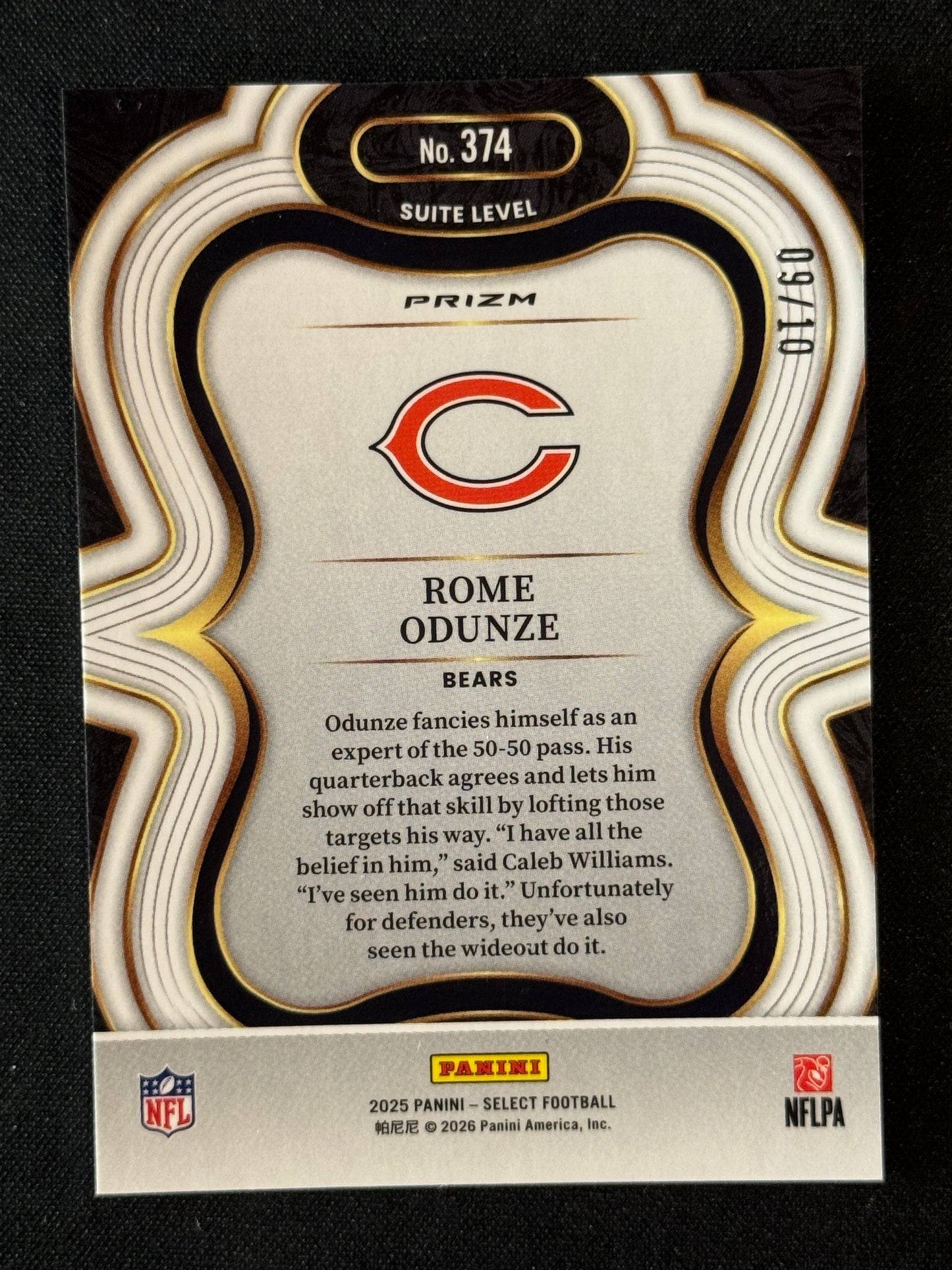2025 Panini Select Rome Odunze Gold Suite Level /10 #374