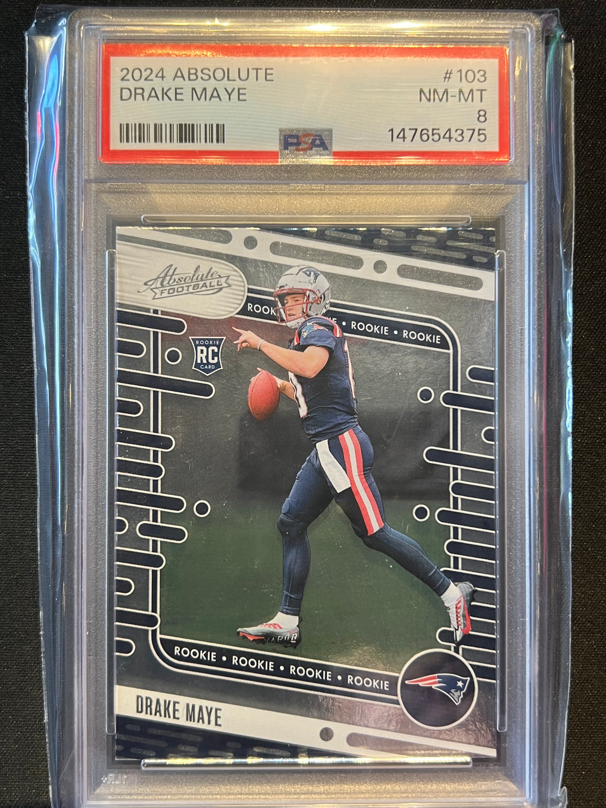 2024 Panini Absolute PSA 8 Drake Maye #103 RC Rookies Patriots