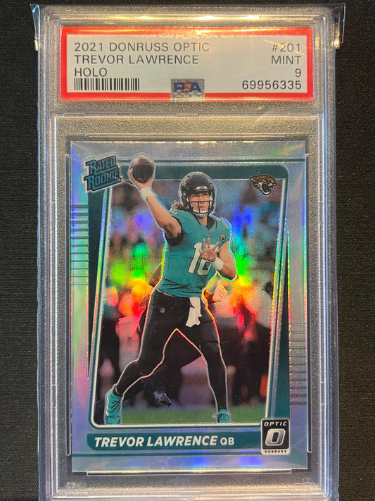 2021 Panini Donruss Optic - Rated Rookie Trevor Lawrence #201 Holo Prizm (RC) PSA 9