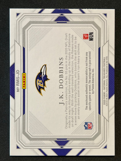2020 Panini National Treasures Rookie Material Signatures RPA J.K. Dobbins 63/99 #RMS-JD