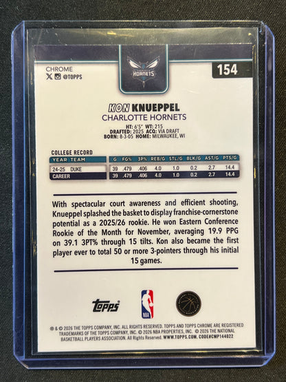 2025-26 Topps Chrome Update Kon Knueppel X Fractor Refractor #154 Rookie