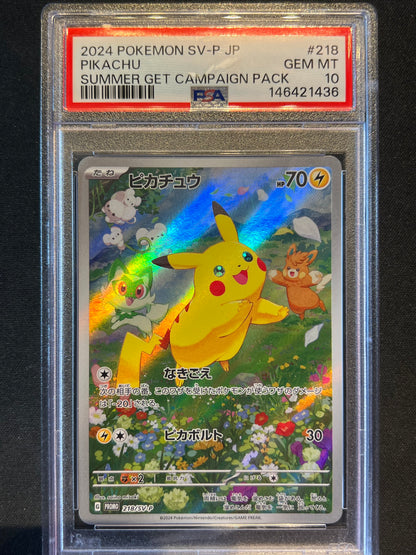 2024 Pokemon Pikachu 218/SV-P Promo Summer Get Campaign Japanese PSA 10