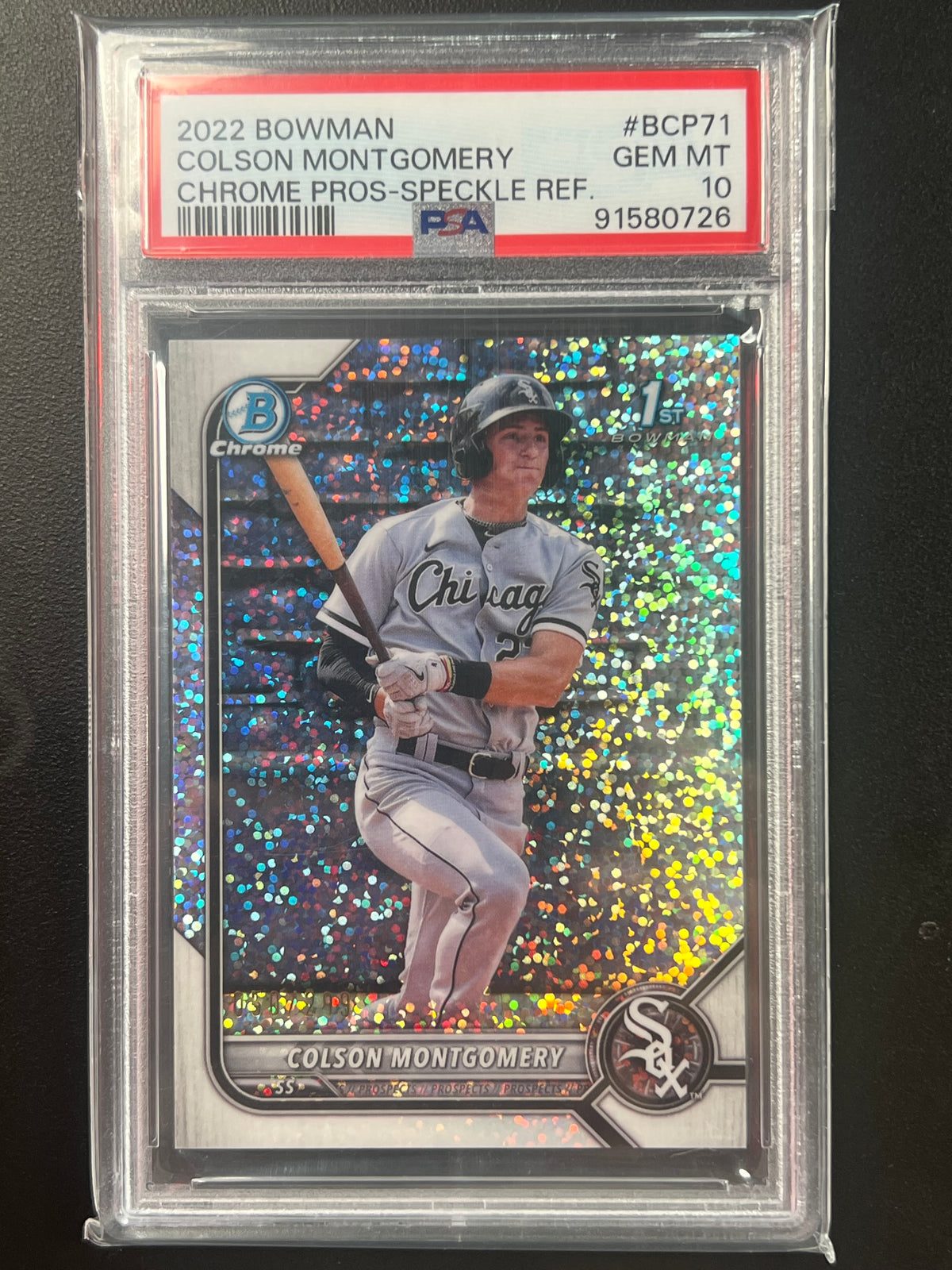 2022 Bowman 1st Chrome Refractor Speckled /299 Colson Montgomery #BCP-71 PSA 10