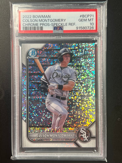 2022 Bowman 1st Chrome Refractor Speckled /299 Colson Montgomery #BCP-71 PSA 10