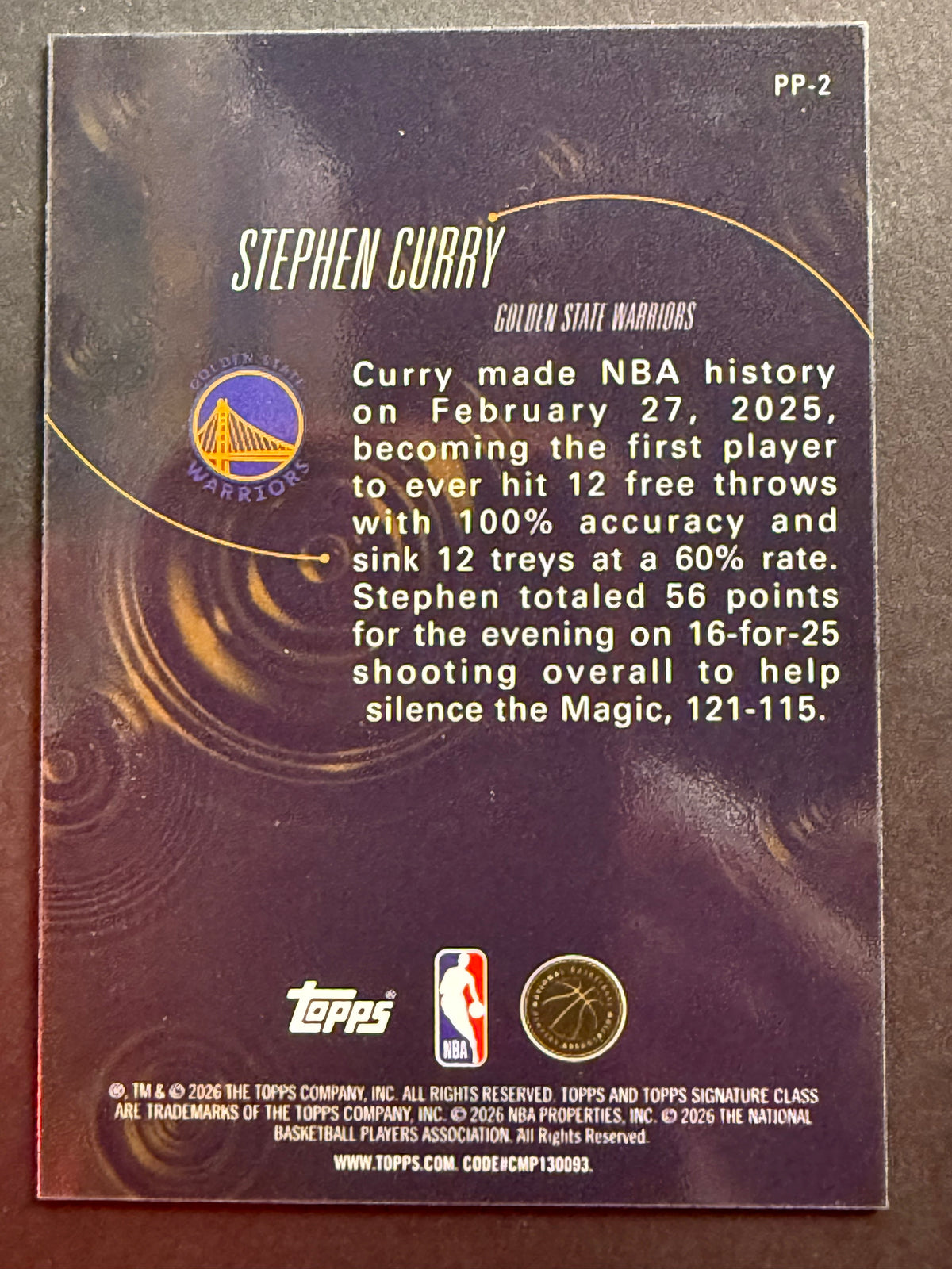 2025-26 Topps Signature Class - Pressure Points Stephen Curry #PP-2