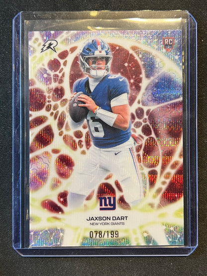 2025 Topps Resurgence Jaxson Dart (RC) #PT-10 Protonyx Crimson Surge /199 Giants