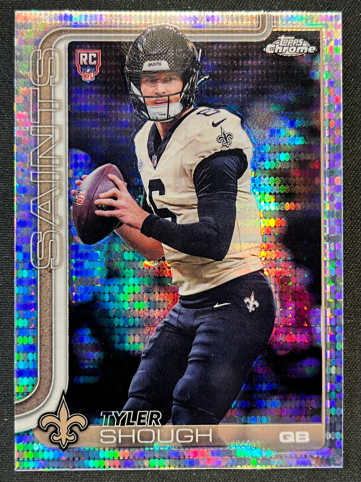 2025 Topps Chrome Rookie Tyler Shough #398 Saints Pulsar Refractor