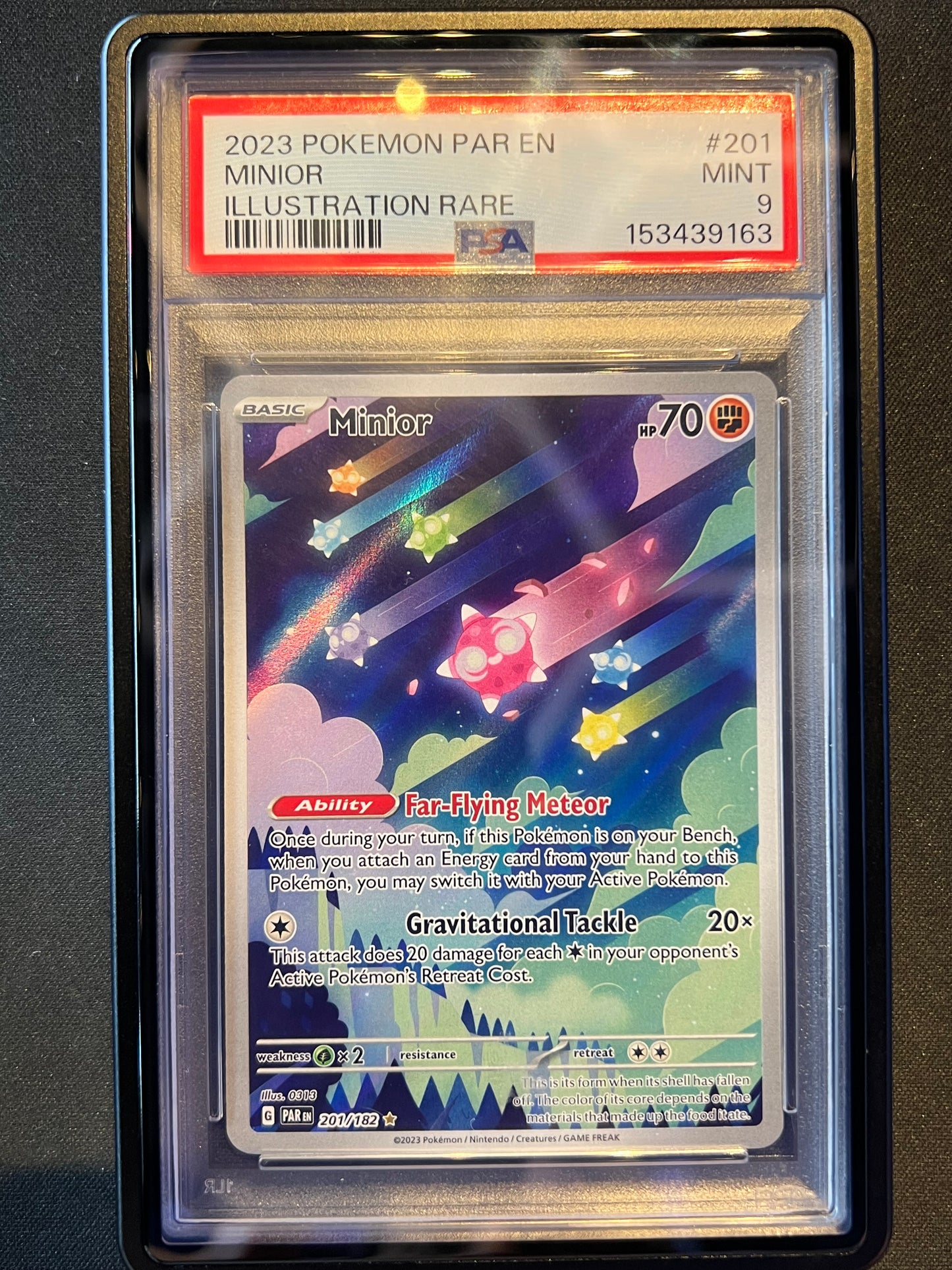 Pokemon TCG SV04 Paradox Rift Minior 201/182 Illustration Rare Holo PSA 9