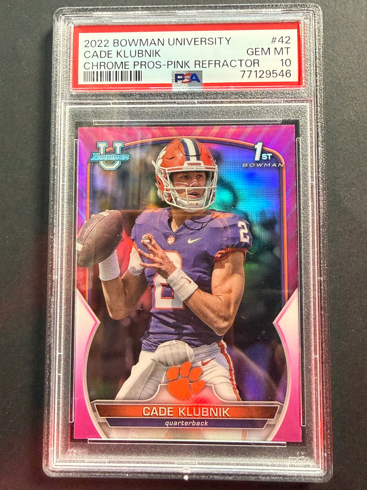 2022 Bowman University Chrome Cade Klubnik Pink Refractor #42 PSA 10