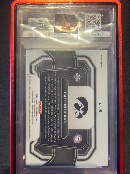 2024-25 Panini Prizm Draft Picks Campus Legends Caitlin Clark #5 Red Ice PSA 10