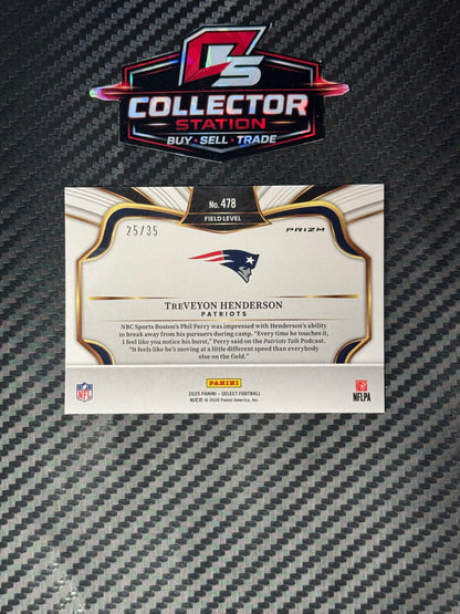 2025 Panini Select Treveyon Henderson White Prizm /35 Field Level #478 RC
