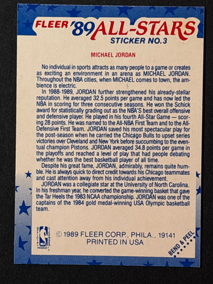 1989-90 Fleer All-Stars Stickers Michael Jordan #3