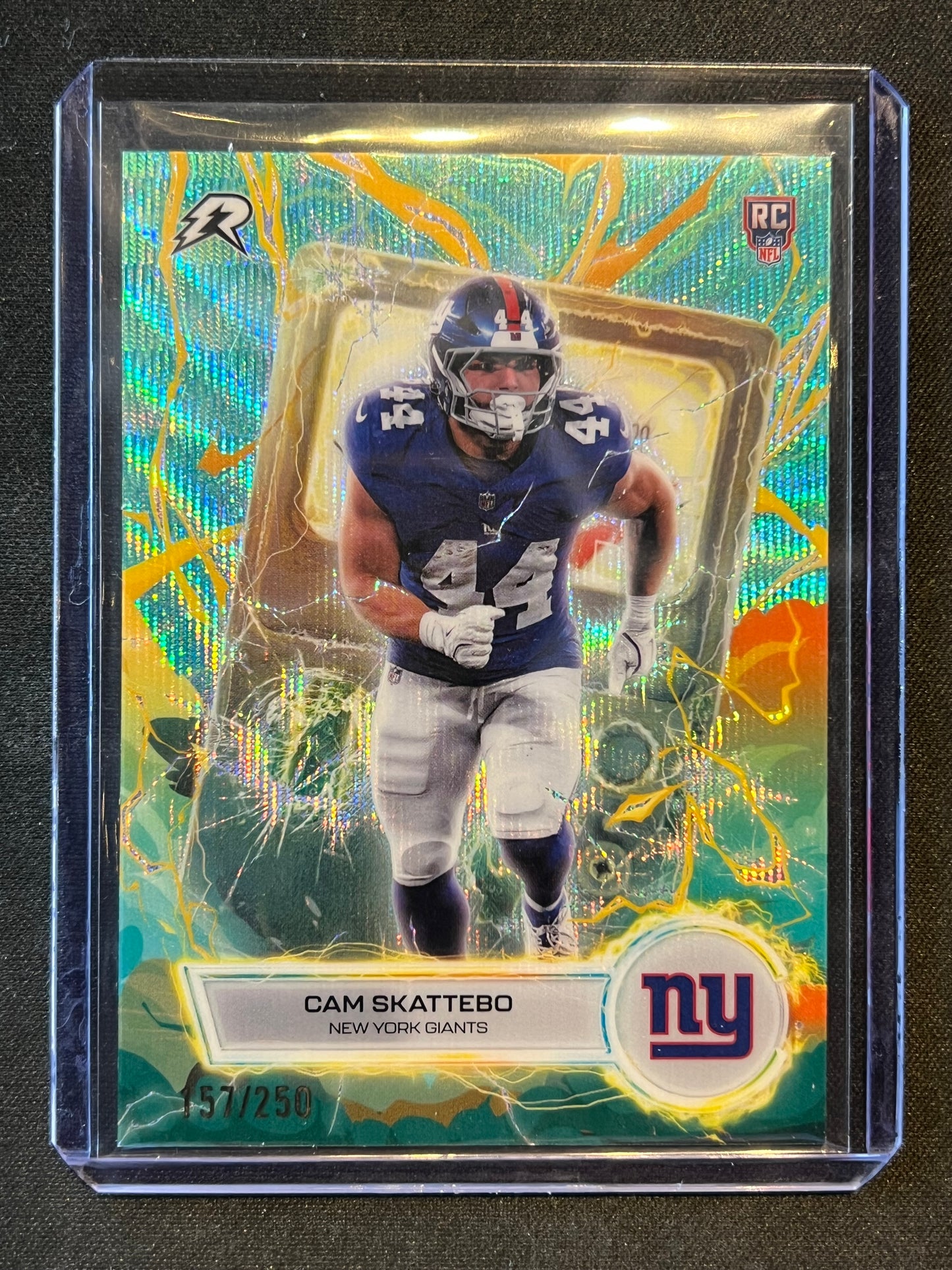 2026 Topps Resurgence Voltaic Cam Skattebo #VT-5 Aqua Wave /250