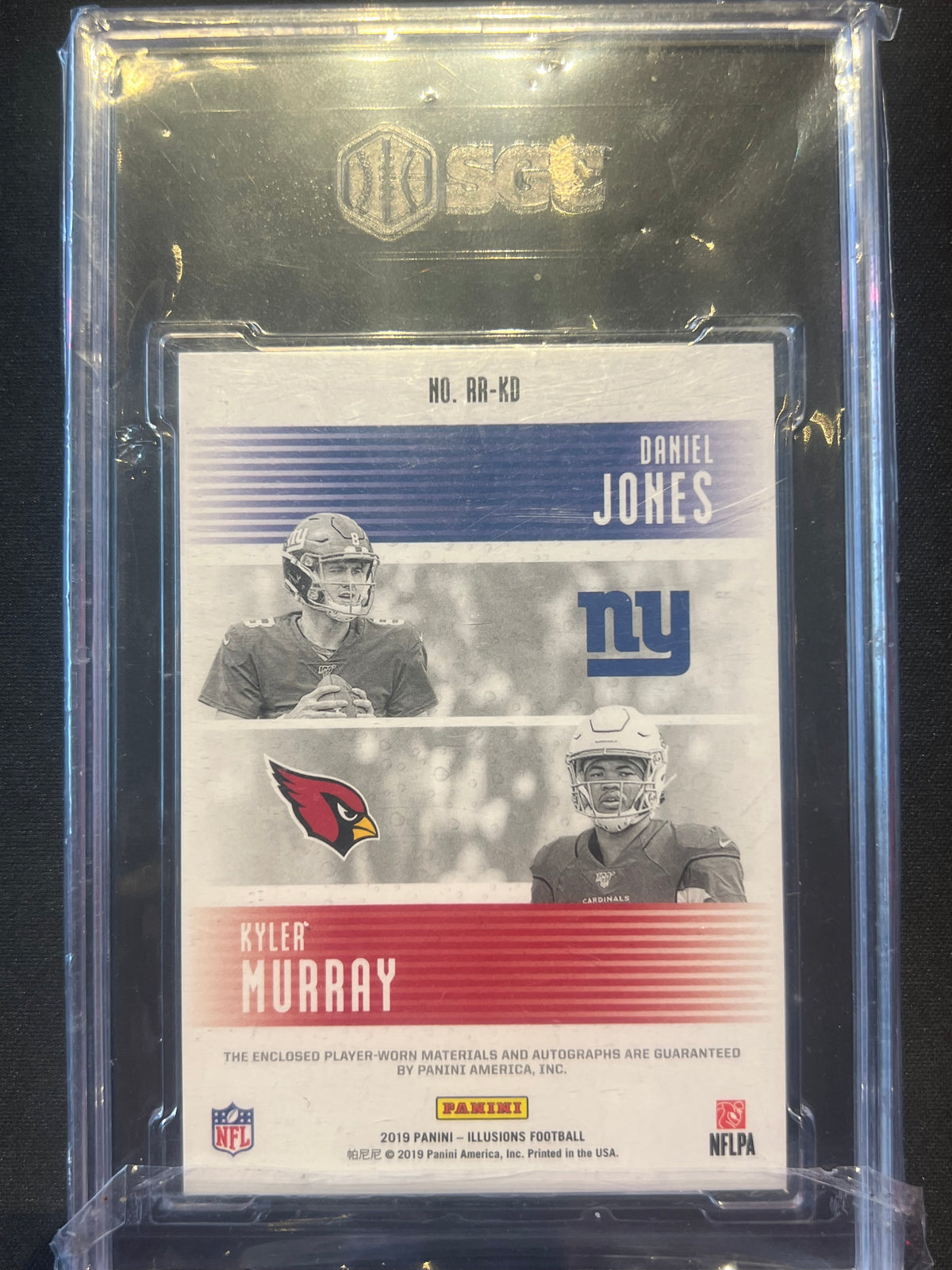 2019 Panini Illusions - Rookie Reflections Dual Patch Autographs Kyler Murray, Daniel Jones #RR-KD /40 SGC 9 Auto Grade 10