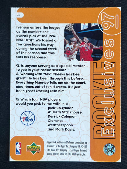 1996-97 Upper Deck - Rookie Exclusives Allen Iverson #R1 (RC)