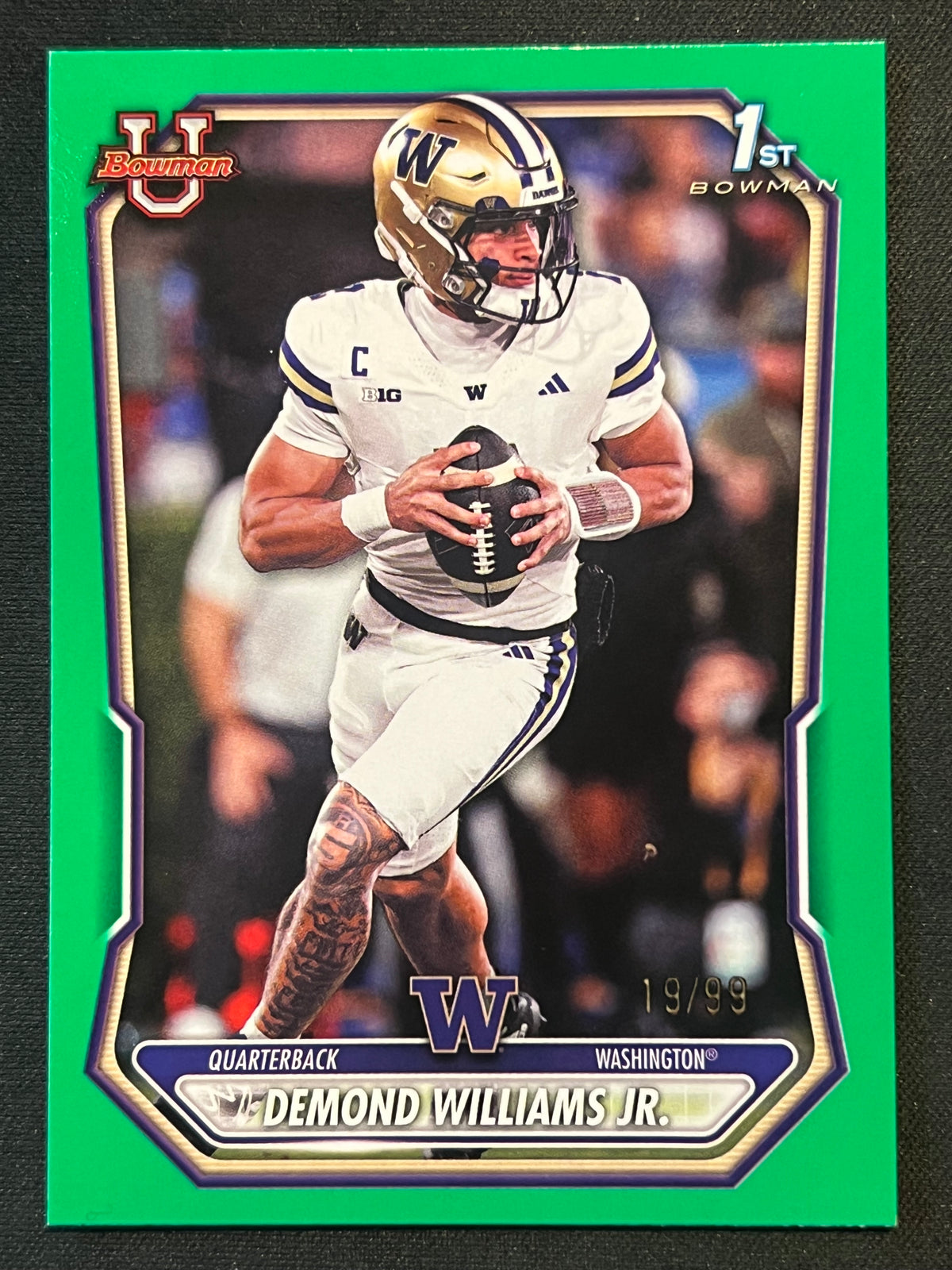 2026 Bowman Football Desmond Williams Jr 1st Bowman Green #BPP-182  19/99  Washington Hukies
