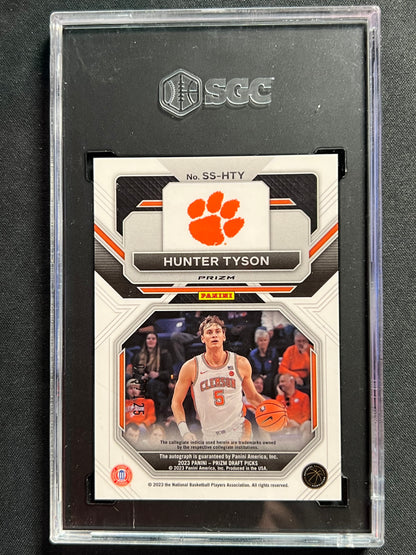 2023-24’ Panini Prizm Draft Picks - Sensational Signatures Hunter Tyson #SS-HTY Blue Prizm /125 (AU,RC)
