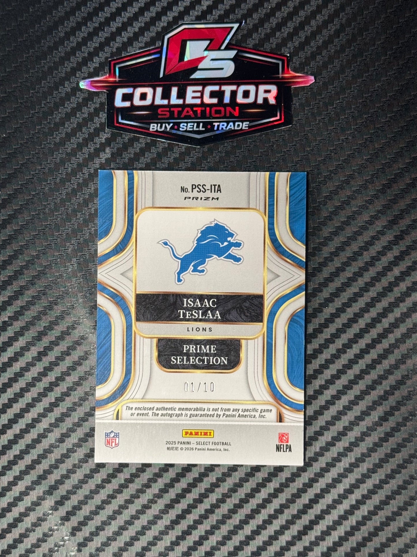 2025 Panini Select Isaac TeSlaa Gold Prizm Rookie Patch Auto First On Print 1/10