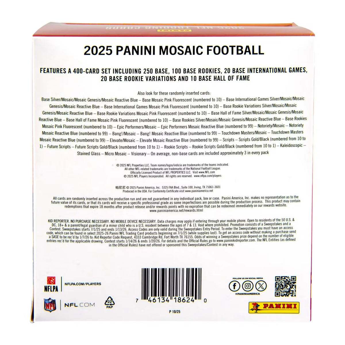 2025 Panini Mosaic Football Mega Box (Reactive Blue Parallels)