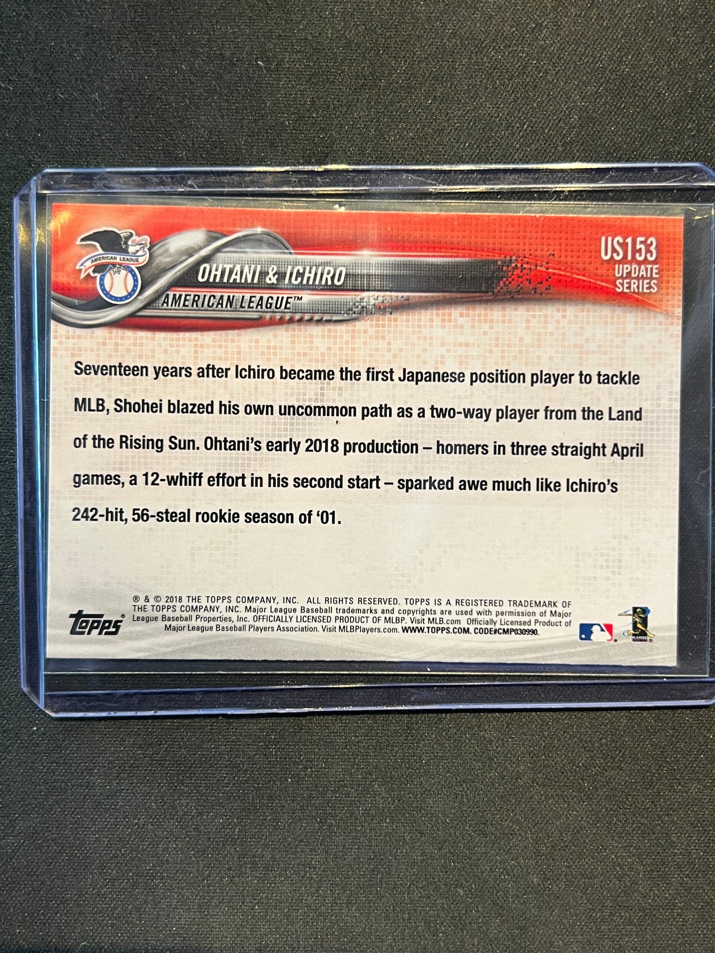 2018 Topps Update Series Shohei Ohtani, Ichiro Suzuki #US153