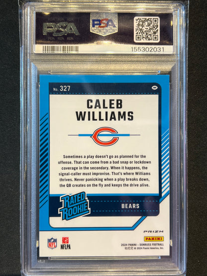 2024 Panini Donruss Optic Caleb Williams Optic Preview Red Green PSA 10 #327 Bears