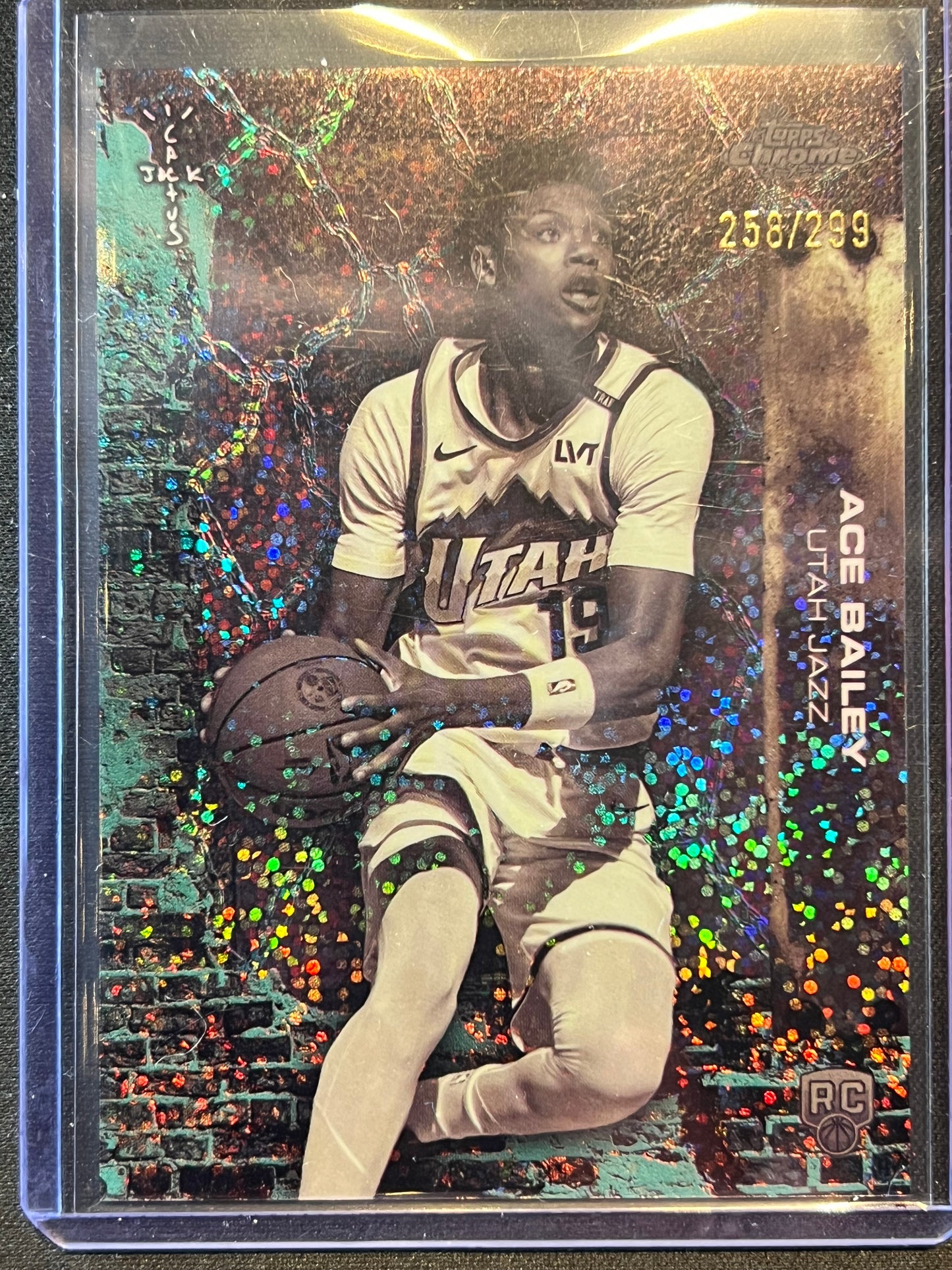2025-26 Topps Chrome Cactus Jack Ace Bailey #65 Teal Speckle RC /299 Jazz