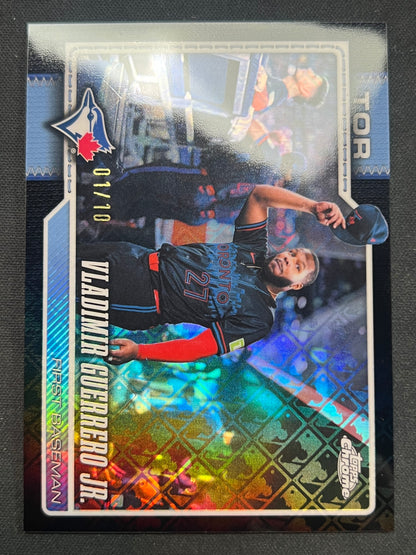 2026 Topps Chrome LogoFractor Vladimir Guerrero Jr. Image Variation Black Refractor 01/10 #66 Blue Jays FIRST ON PRINT